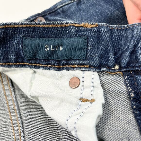 Aeropostale Mens Jeans Slim Dark Wash Destroyed Stretch Street Grunge Distressed - Picture 9 of 12